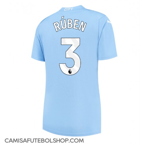 Camisa de time de futebol Manchester City Ruben Dias #3 Replicas 1º Equipamento Feminina 2023-24 Manga Curta